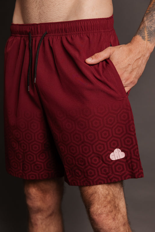 Momentum Maroon Hexagon Shorts
